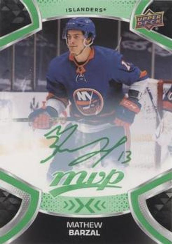 Mathew Barzal 2021 Upper Deck MVP #13 Green Script RAW