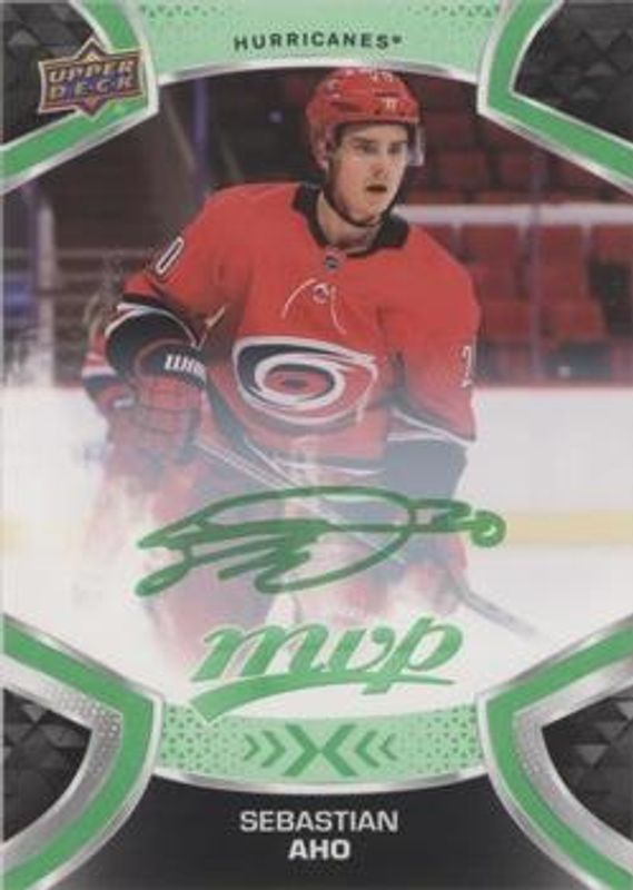 Sebastian Aho 2021 Upper Deck MVP #44 Green Script RAW