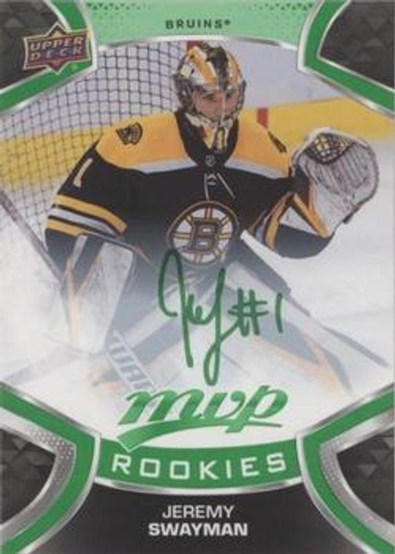 Jeremy Swayman 2021 Upper Deck MVP #235 Green Script Rookie RAW
