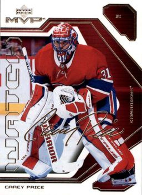 Carey Price 2021 Upper Deck MVP #18 20th Anniversary RAW