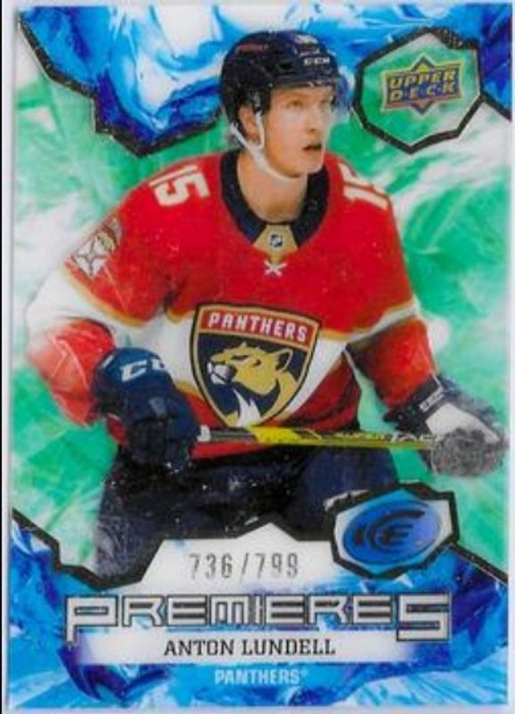 Anton Lundell 2021 Upper Deck Ice #230 Green /799 Rookie RAW
