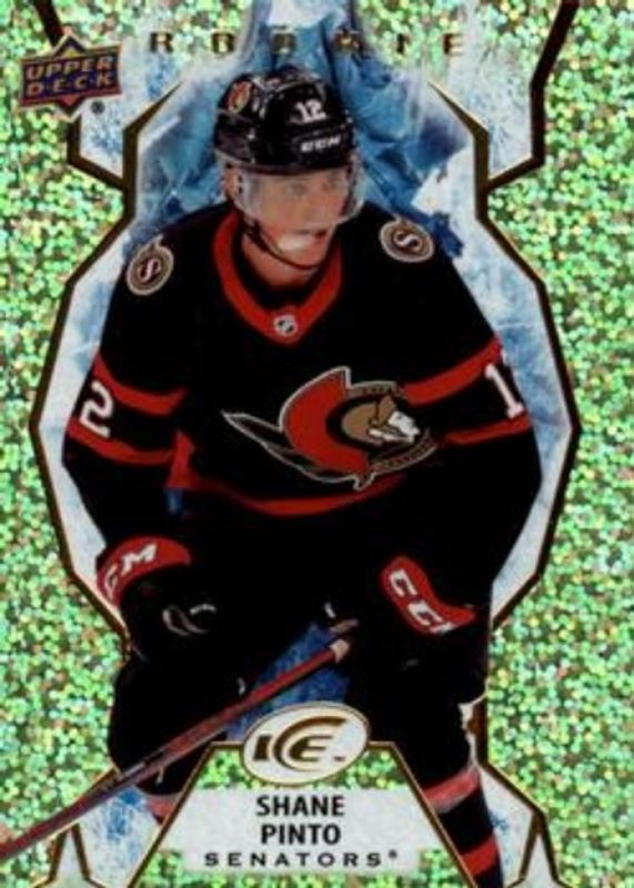 Shane Pinto 2021 Upper Deck Ice #142 Green /799 Rookie RAW