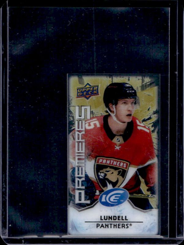 Anton Lundell 2021 Upper Deck Ice #MI-2 Ice Premieres Mini - Gold /99 Rookie RAW