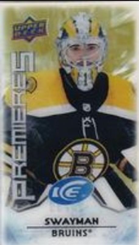 Jeremy Swayman 2021 Upper Deck Ice #MI-46 Ice Premieres Mini - Gold /99 Rookie RAW