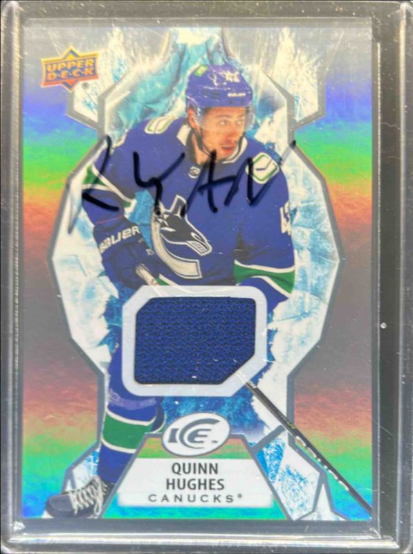 Quinn Hughes 2021 Upper Deck Ice #46 Jersey RAW