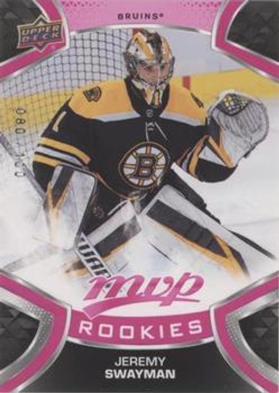 Jeremy Swayman 2021 Upper Deck MVP #235 Pack War Leaderboard Achievement - Magenta Rookie RAW