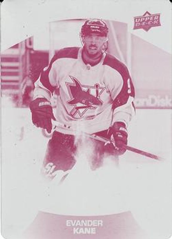 Evander Kane 2021 Upper Deck MVP #78 Printing Plates Magenta /1 RAW