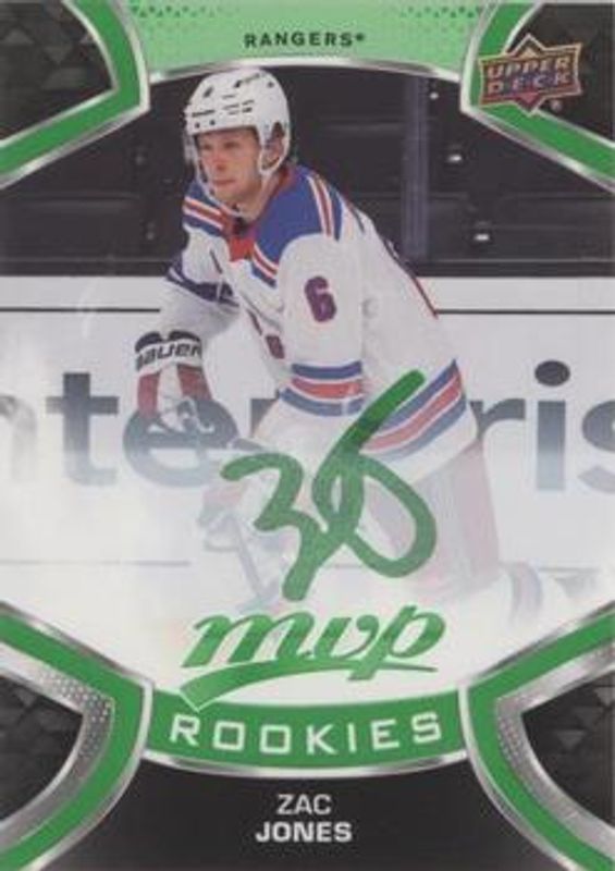 Zac Jones 2021 Upper Deck MVP #225 Green Script Rookie RAW