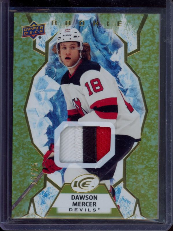 Dawson Mercer 2021 Upper Deck Ice #130 Gold Patch /25 Rookie RAW