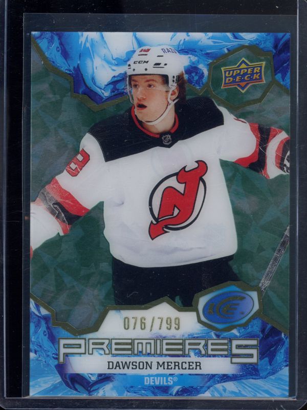 Dawson Mercer 2021 Upper Deck Ice #231 Green /799 Rookie RAW