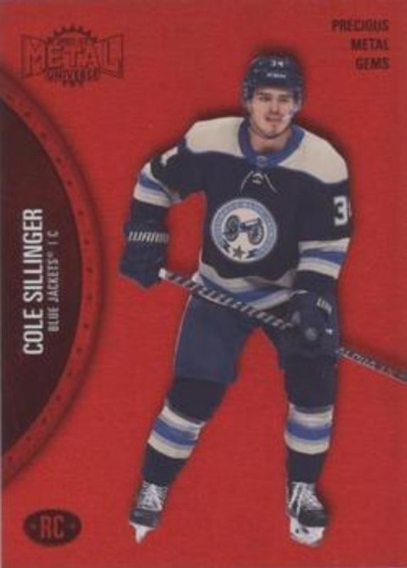 Cole Sillinger 2021 Metal Universe #161 Precious Metal Gems Red /100 Rookie RAW