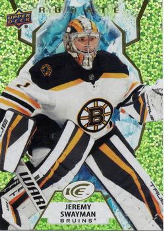 Jeremy Swayman 2021 Upper Deck Ice #141 Green /799 Rookie RAW