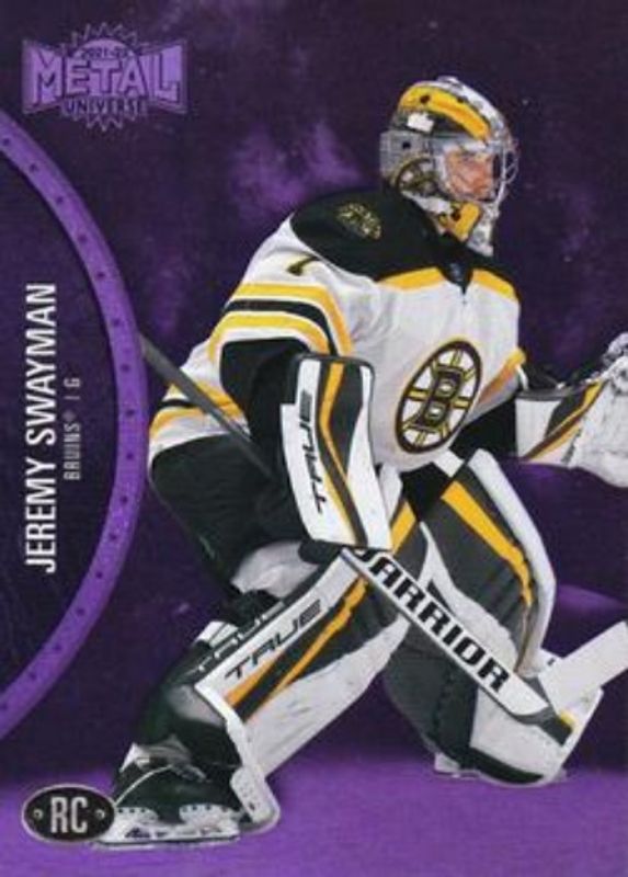 Jeremy Swayman 2021 Metal Universe #170 Purple Spectrum /199 Rookie RAW