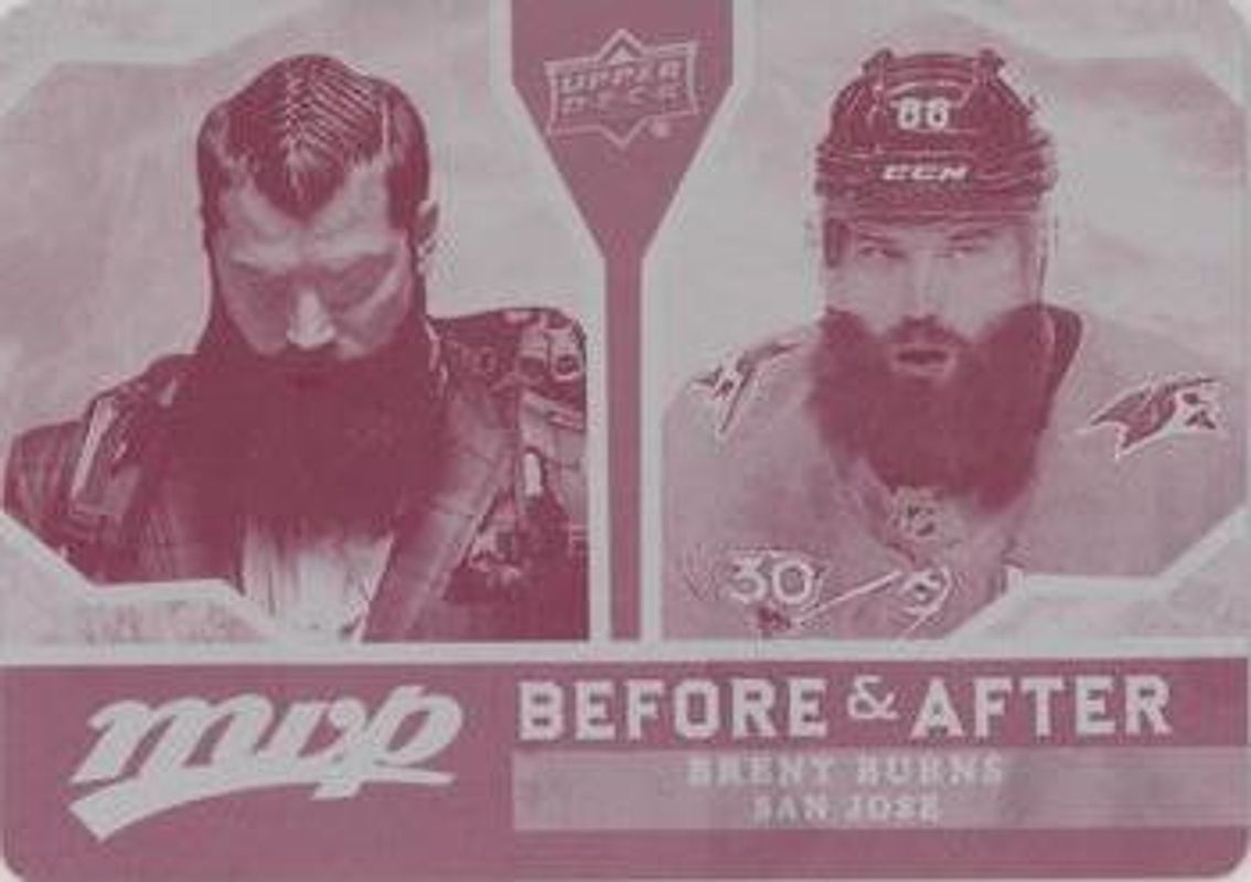 Brent Burns 2021 Upper Deck MVP #BA-11 Before & After - Printing Plates Magenta /1 RAW