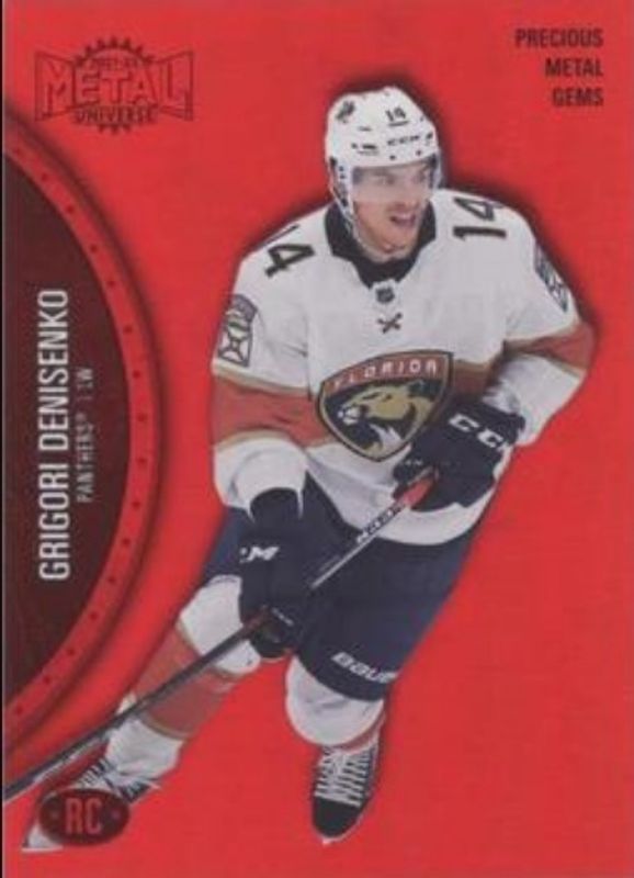 Grigori Denisenko 2021 Metal Universe #153 Precious Metal Gems Red /100 Rookie RAW