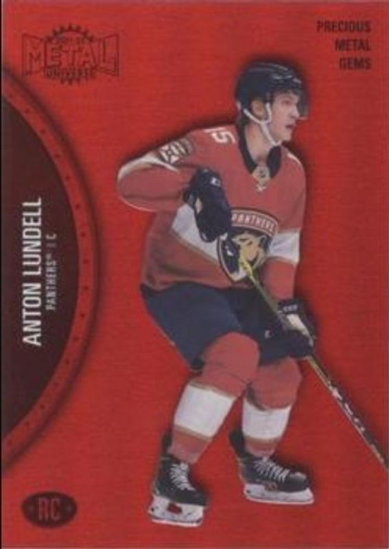 Anton Lundell 2021 Metal Universe #187 Precious Metal Gems Red /100 Rookie RAW