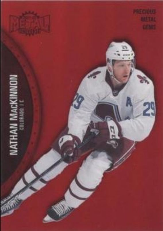 Nathan MacKinnon 2021 Metal Universe #130 Precious Metal Gems Red /100 RAW