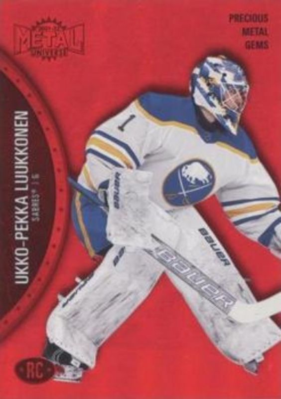 Ukko-Pekka Luukkonen 2021 Metal Universe #158 Precious Metal Gems Red /100 Rookie RAW