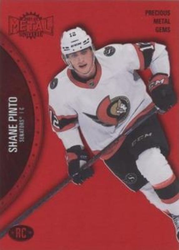 Shane Pinto 2021 Metal Universe #157 Precious Metal Gems Red /100 Rookie RAW