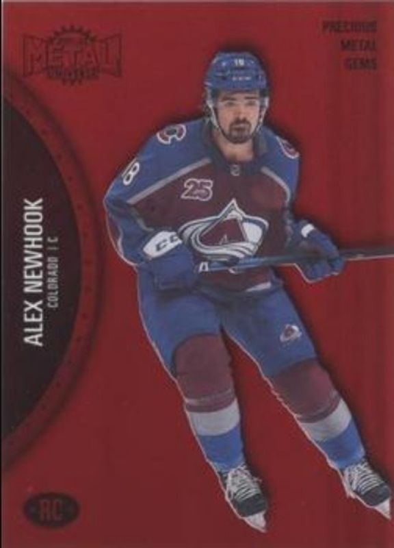 Alex Newhook 2021 Metal Universe #180 Precious Metal Gems Red /100 Rookie RAW