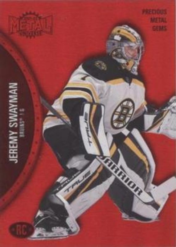 Jeremy Swayman 2021 Metal Universe #170 Precious Metal Gems Red /100 Rookie RAW
