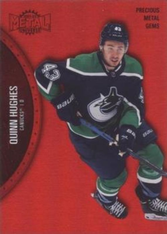 Quinn Hughes 2021 Metal Universe #111 Precious Metal Gems Red /100 RAW