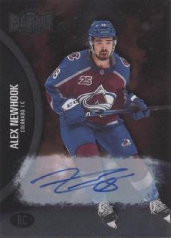 Alex Newhook 2021 Metal Universe #180 Autographs Silver /299 Rookie RAW