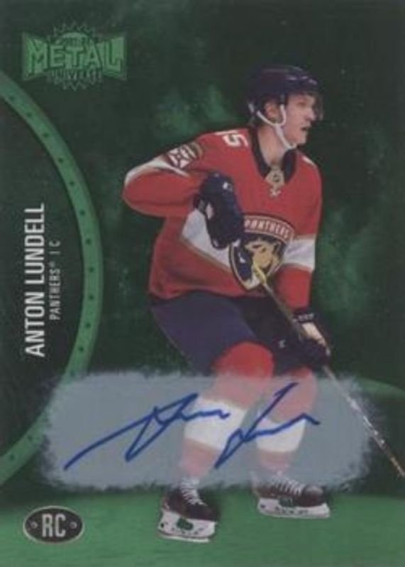 Anton Lundell 2021 Metal Universe #187 Autographs Green /10 Rookie RAW