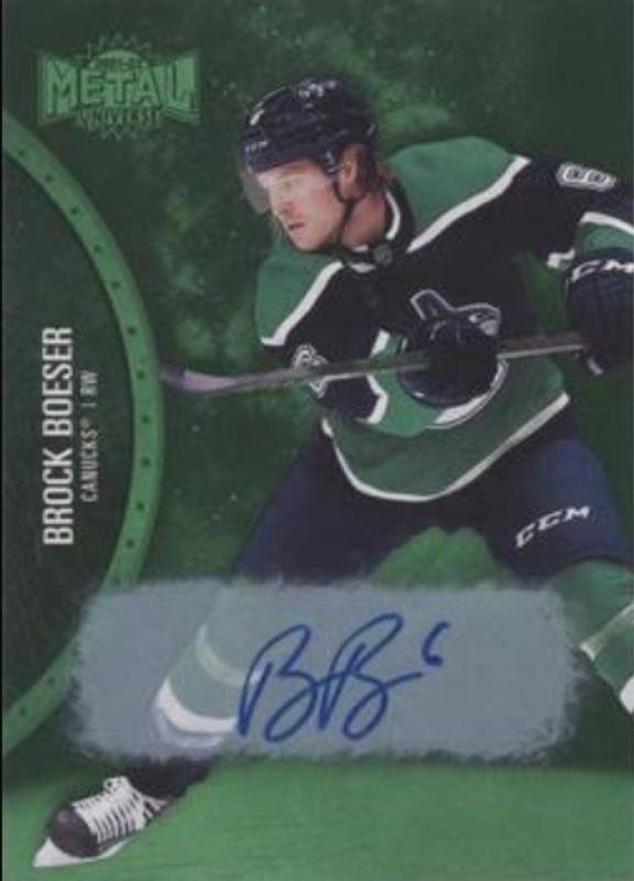 Brock Boeser 2021 Metal Universe #126 Autographs Green /10 RAW