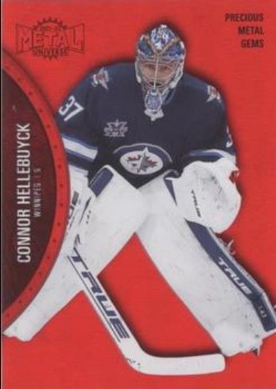 Connor Hellebuyck 2021 Metal Universe #85 Precious Metal Gems Red /100 RAW