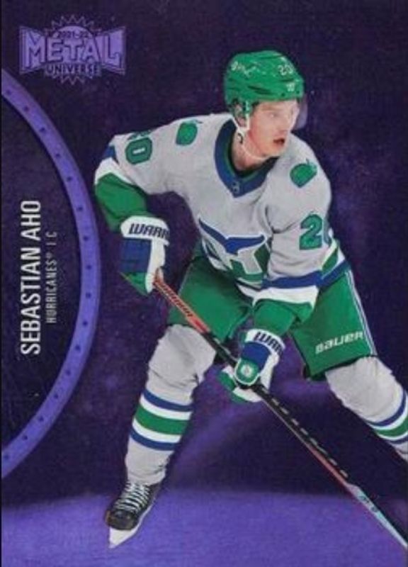 Sebastian Aho 2021 Metal Universe #110 Purple Spectrum /199 RAW