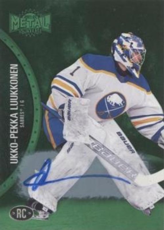 Ukko-Pekka Luukkonen 2021 Metal Universe #158 Autographs Green /10 Rookie RAW