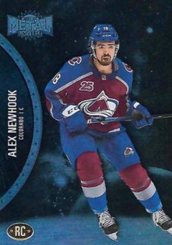 Alex Newhook 2021 Metal Universe #180 Blue Spectrum Rookie RAW