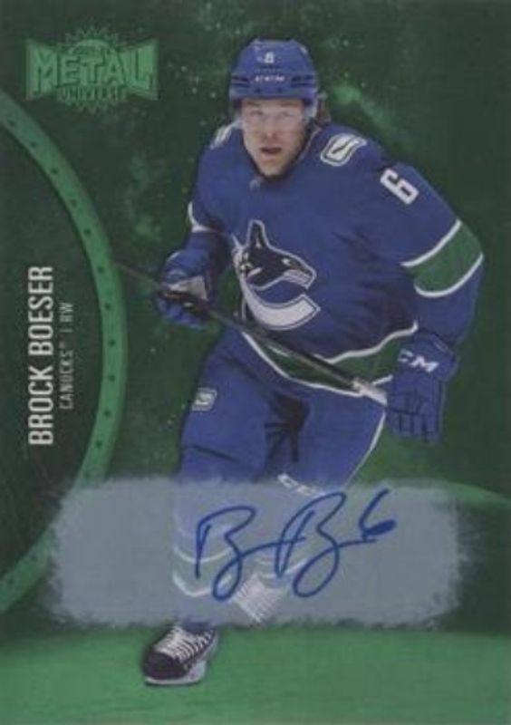 Brock Boeser 2021 Metal Universe #53 Autographs Green /10 RAW