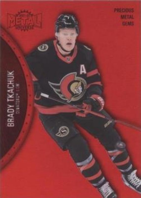 Brady Tkachuk 2021 Metal Universe #31 Precious Metal Gems Red /100 RAW