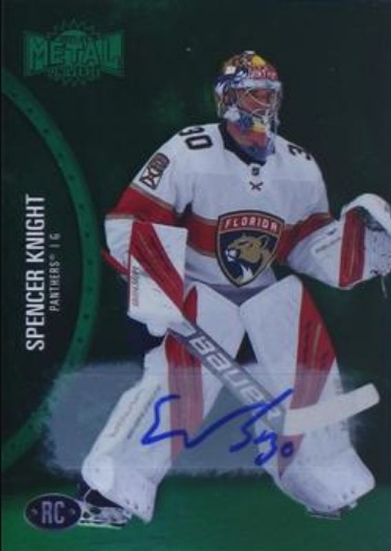 Spencer Knight 2021 Metal Universe #160 Autographs Green /10 Rookie RAW