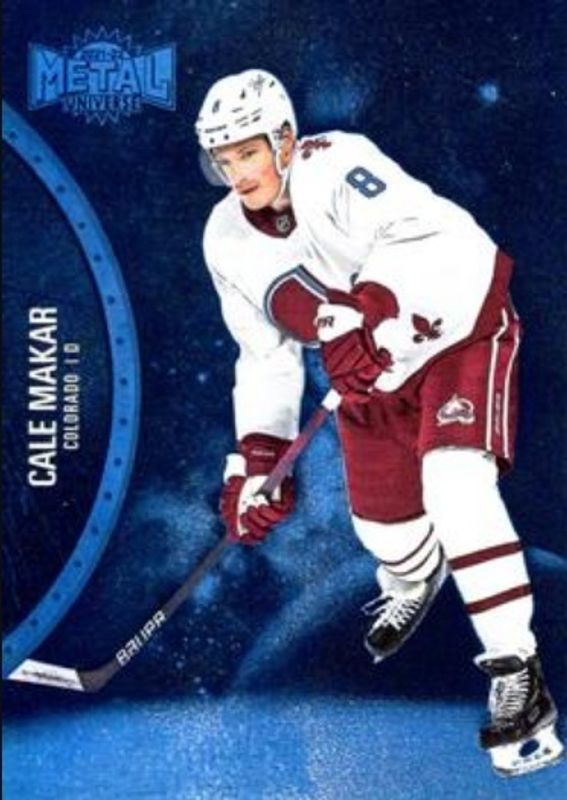 Cale Makar 2021 Metal Universe #112 Blue Spectrum RAW