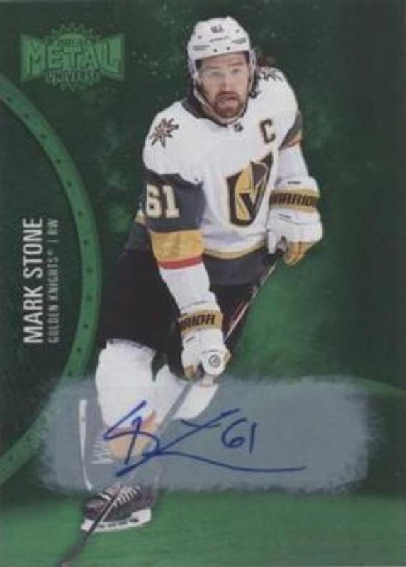 Mark Stone 2021 Metal Universe #80 Autographs Green /10 RAW