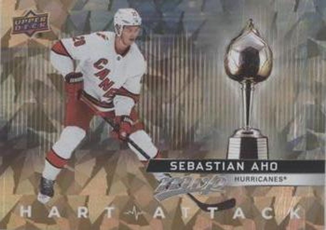 Sebastian Aho 2021 Upper Deck MVP #HA-17 Hart Attack - Gold RAW