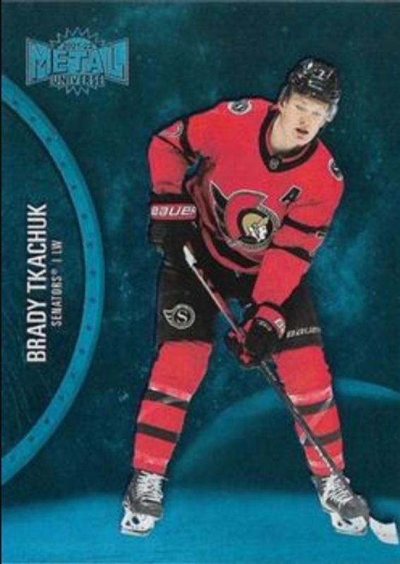 Brady Tkachuk 2021 Metal Universe #115 Blue Spectrum RAW
