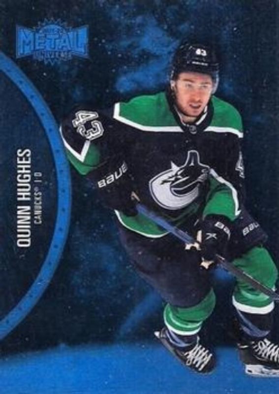 Quinn Hughes 2021 Metal Universe #111 Blue Spectrum RAW