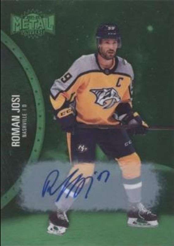 Roman Josi 2021 Metal Universe #129 Autographs Green /10 RAW
