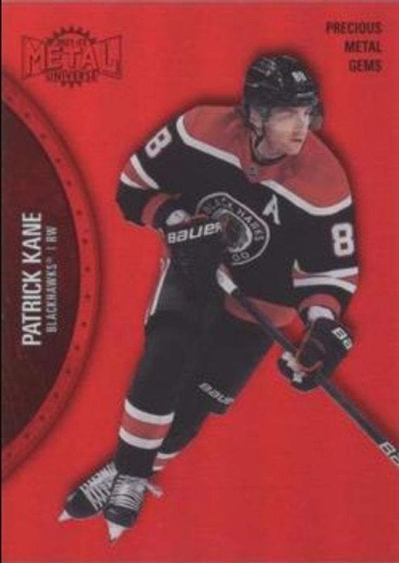 Patrick Kane 2021 Metal Universe #135 Precious Metal Gems Red /100 RAW