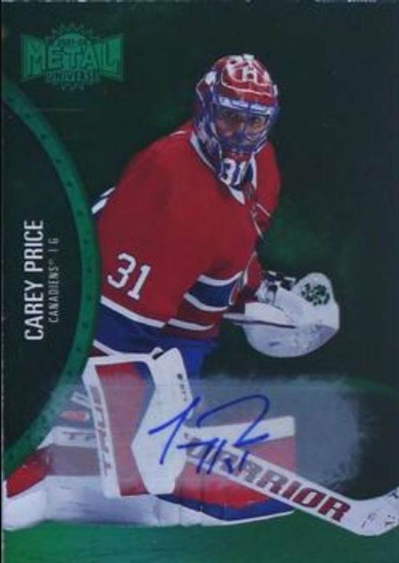 Carey Price 2021 Metal Universe #60 Autographs Green /10 RAW