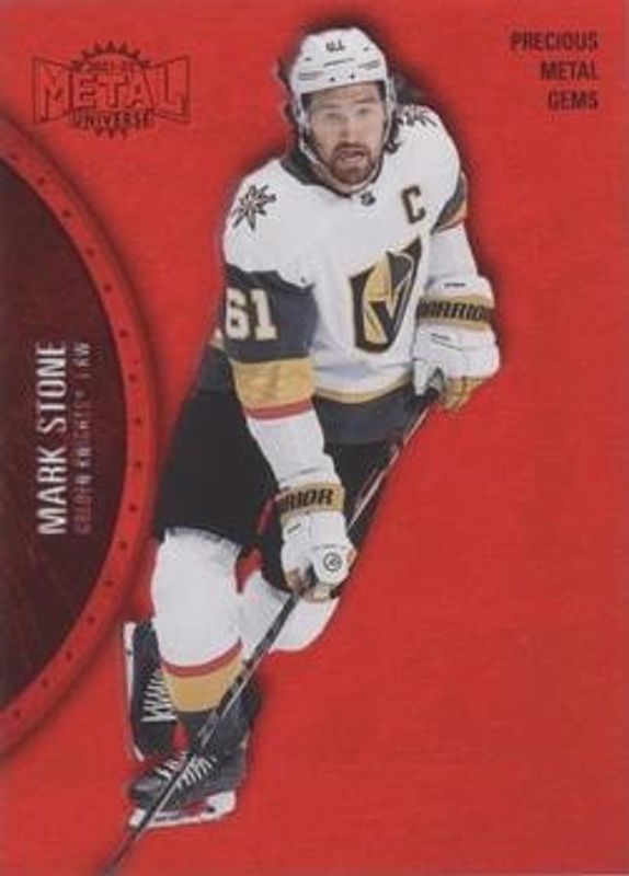Mark Stone 2021 Metal Universe #80 Precious Metal Gems Red /100 RAW