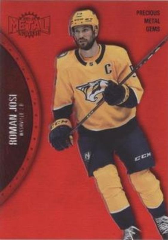 Roman Josi 2021 Metal Universe #26 Precious Metal Gems Red /100 RAW