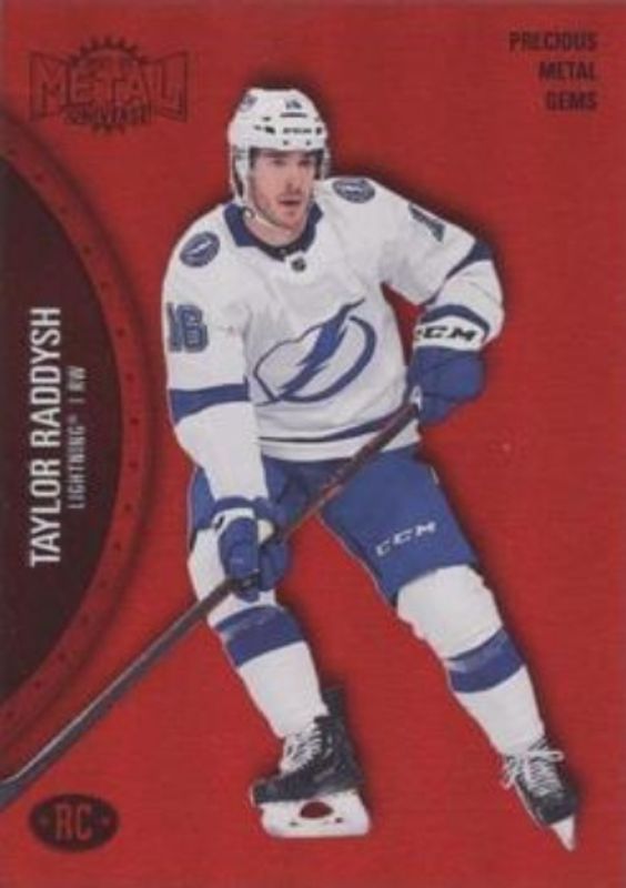 Taylor Raddysh 2021 Metal Universe #169 Precious Metal Gems Red /100 Rookie RAW