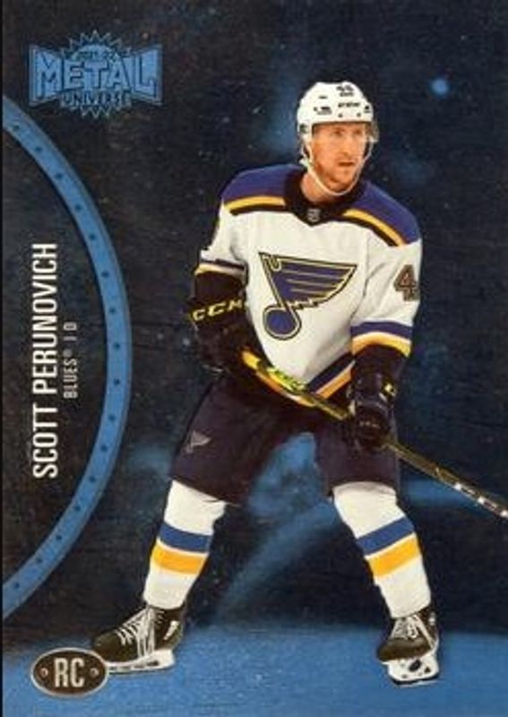 Scott Perunovich 2021 Metal Universe #171 Blue Spectrum Rookie RAW