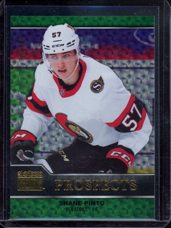 Shane Pinto 2021 Metal Universe #PP-28 Skybox Premium Prospects Star Emeralds /10 Rookie RAW