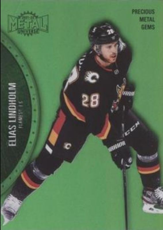 Elias Lindholm 2021 Metal Universe #136 Precious Metal Gems Green /100 RAW